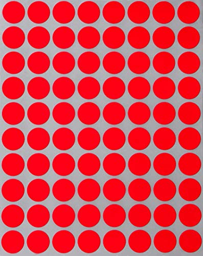Farbcodierung Etiketten Neon Rot 13mm runde Aufkleber – 1,3cm Klebepunkte 1200 Stück von Royal Green | 1.200 neonrote runde Punktaufkleber zum Beschriften, Organisieren, Sortieren und Farbkodieren.