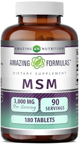 Amazing Formulas MSM (Methylsulfonylmethane) Supplement | 3000 Mg per Serving Supplement | 180 Tablets | Non-GMO | Gluten Free | Made in USA