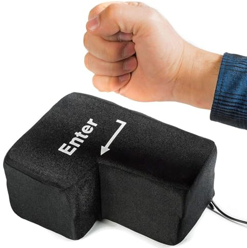 GOODS+GADGETS Big Enter Button XXL Touche Entrée avec Coussin de Bureau Clavier USB Gadget pour Le Relief Anti-Stress