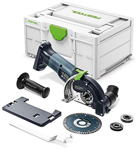 Festool Akku-Freihandtrennsystem DSC-AGC 18-125 FH EB-Basic (mit Absaughaube, Diamanttrennscheibe, Tischplatte, Zusatzhandgriff VIBRASTOP, Spannmutter, Flansch, Stirnlochschlüssel), im Systainer