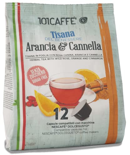 101CAFFE' Tisana Arancia e Cannella | Confezione da 12 capsule compatibile con Nescafe DolceGusto