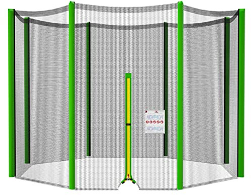 Cliselda Sicherheitsnetz für Trampolin 366 cm 8 Stangen,Gartentrampolin Ersatznetz,Trampolin-Zubehör,Sicherheitsnetz,mit Reißverschluss, UV-beständig - Grün