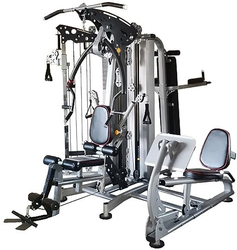 Dione Pro MG5 - Fitnessstation - Multi-Gym - Cable Crossover - mit 2X 75 kg Metall Gewichte - Mit Legpress - Homegym
