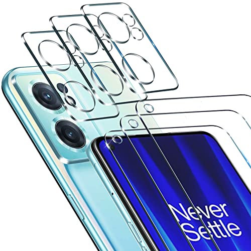 ivoler 3 Stück Schutzfolie für Oneplus Nord CE 2 5G, Mit 3 Stück Kamera Panzerglasfolie, 9H Härte Hartglas, Anti-Kratzen Folie, Anti-Bläschen Displayschutzfolie
