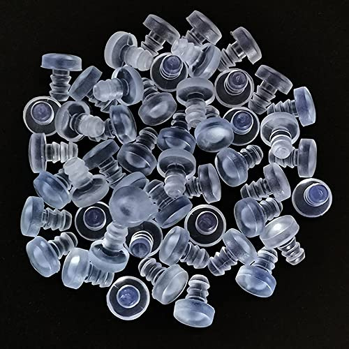 Greluma 60 STK. Glasplatten Tischpuffer mit Stiel, durchsichtige Gummigreifer, Terrassentisch Abstandshalter, für 5 mm (3/16) Loch
