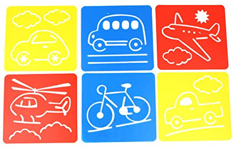 Namvo 6 Stück Formen Schablonen Vorlagenset für Kinder Kinder Zeichnen Basteln, Waschbare Malvorlage mit Transportwerkzeugen zum Malen lernen