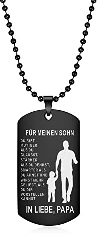 HAYOUWAY Silber Halskette Hundemark Ketten mit Anhänger Edelstahl Herrenschmuck für Herren Sohn Jungen Geburtstagsgeschenk von Mama Papa