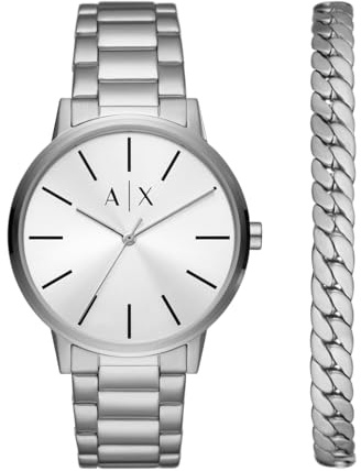 Armani Exchange Herren Quarz 3 Zeiger Uhr mit Armband AX7138SET