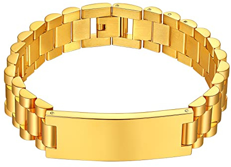 Richsteel Esclavas Pulseras Personalizables de Correa Metálicas con Accesorios para Eliminar Eslabones, 10mm / 15mm Ancho, 21cm Largo