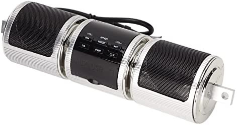 Waterproof Bluetooth Motorcycle Stereo Speakers, Built in Installation Tool, Plug and Play, 10M Connections Distance, DC 12V Audio Sound System for 7/8 to 1.25 in Handlebars(Silver)