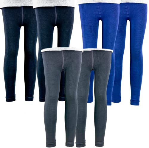 T&R Industrees Kinder Thermo Leggings für Jungen und Mädchen | Leggins| warm kuschelig Winter| Unisex Supermix2| 6 Stück | 98-134