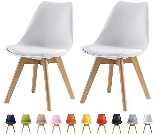mcc direct Eva Lot de 2 chaises de Salle à Manger, de Cuisine, de Bureau Blanc