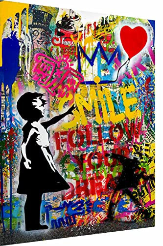 Magic Canvas Art - Bilder Pop Art Follow Your Dreams Leinwandbild 1- teilig Hochwertiger Kunstdruck modern Wandbilder Wanddekoration Design Wand Bild - B8163, Größe: 100 x 75 cm, Weiß