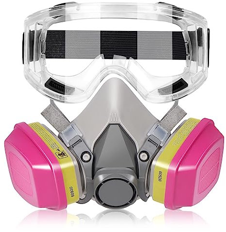 GQFOWE Half Facepiece Respirator, Reusable Chemicals Respirator with 60926 Filters and Goggle for Painting,Gas, Dust, Machine Polishing, Organic Vapors, Epoxy Resin