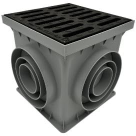 MCH Desagüe para patio (clase A15 – 1,5T, 250 x 250 x 250 x 250 mm, rejilla negra hasta 12,5 T)