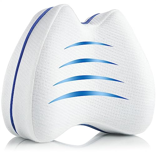 QISHFEN Knee & Leg Pillows Foam Support Pillow Sleeping Back Pain,Leg Pillow Sleeping On Side Memory Foam Cushion Knee Support Pillows,Pregnancy Pillow Removable and Washable Cover (1 pack) White