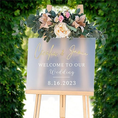 Personalisiertes Namensschild für Hochzeit, Willkommensschild, mattiert, Acryl, 3D-Schild mit Aufschrift Welcome To Our Wedding, für Eingang, Garten, Bankett, Halle