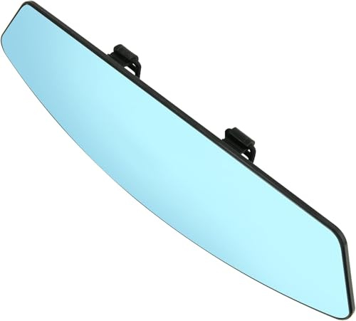 Specchio retrovisore con cinghia all'interno del veicolo, specchio retrovisore panoramico grande angolare per automobili, SUV, MPV e camion (Specchio blu, 32 * 9 cm)