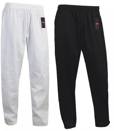 Vader Kids/Adults Karate Trousers Unisex, Martial Arts Training Competition & Tournament Pants Gi Polly Cotton Fabric Kickboxing Aikido Kung Fu Trouser (White, 6/190cm)