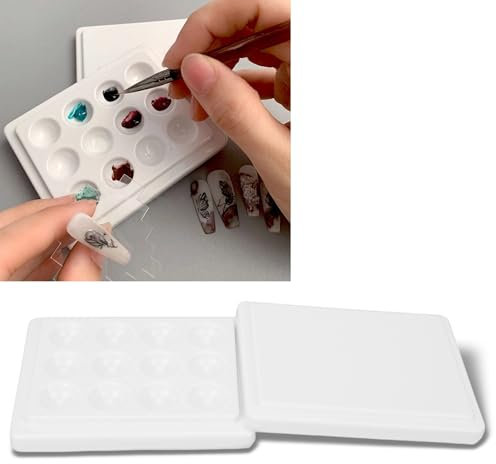 Palette de Peinture en Porcelaine à 12 Puits pour Peinture Art, Palettes de Peinture en Céramique Faciles à Nettoyer avec Couvercle – pour Aquarelle, Peinture à L',