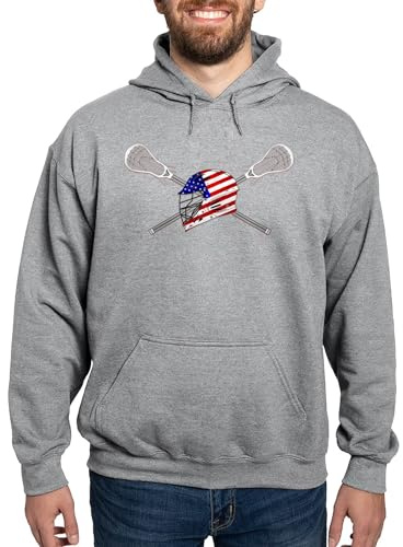 CafePress American Flag Lacrosse Helmet Hooded Sweatshirt Men's Light Regular Fit Hoodie Sweatshirt