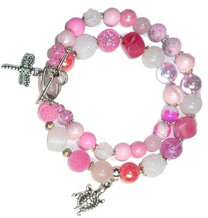 SSH-Design - Wickelarmband - pink, rosa & weiß -