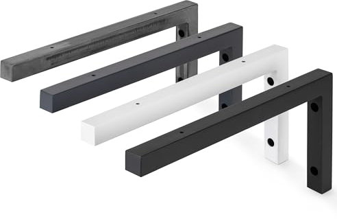 HOLZBRINK 2X Wandkonsole Schwarz für Waschtisch, Design und stabil Waschtischhalterung oder Winkel für Wandregal, Waschbecken Unterbau Wandmontage für waschtischplatte, 450x150 mm