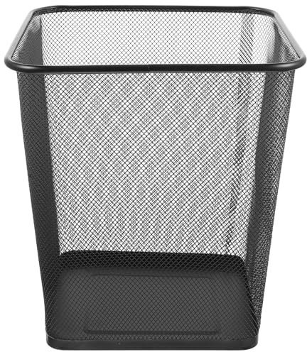 AOKWAWALIY Large Black Metal Wastebasket Square Trash Can Decorative Cutouts Office and Home Use for Bedroom and Bathroom Waste