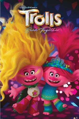 empireposter Trolls - Viva & Poppy - Film Poster Plakat Druck - Größe 61x91,5 cm + 2 St Posterleisten Kunststoff 62 cm transparent