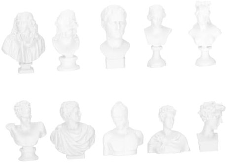 CORHAD 10 Stück Kunstharz Büstenstatue Kleiner Skulpturen Porträt Figuren Für Wohnkultur Kreative Lehrhilfe Weiße Gipsmodelle Selbstgemacht Deko Für Zuhause Und Büro