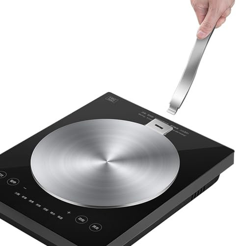 Convertidor de inducción - Placa adaptadora de inducción de acero inoxidable con mango plegable | Café Leche Utensilios de cocina Placa de inducción Calor Difusor de cocina para estufa eléctrica 9.45