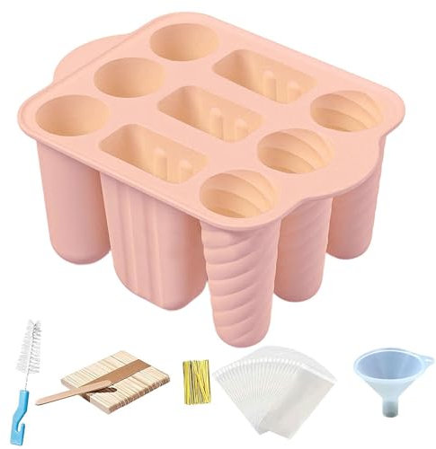 Moldes de helado para niños – Moldes de paletas caseras de 9 ranuras, con tapa, moldes para paletas pequeñas, moldes de helado de silicona aptos para alimentos para lavavajillas