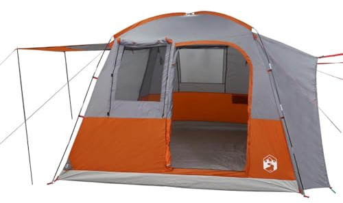 vidaXL Biltält 4 personer grå och orange vattentätt, tält, trädgårdstält, friluftsskydd, campingtält, campingskydd, trädgårdsskjul, vattentätt tält