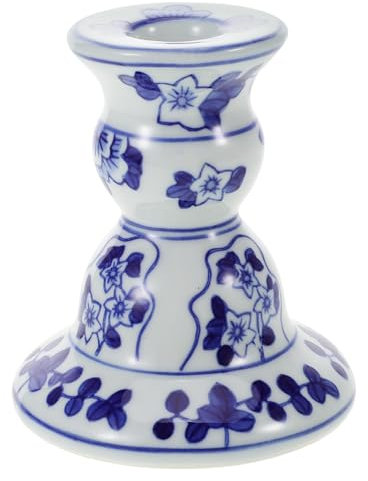 Cabilock Candelabro De Cerámica Azul Y Blanca Portavelas Decorativo para Mesa De Comedor Hogar Boda Fiesta Soporte para Velas Pilar 4.13X3.54 Pulgadas