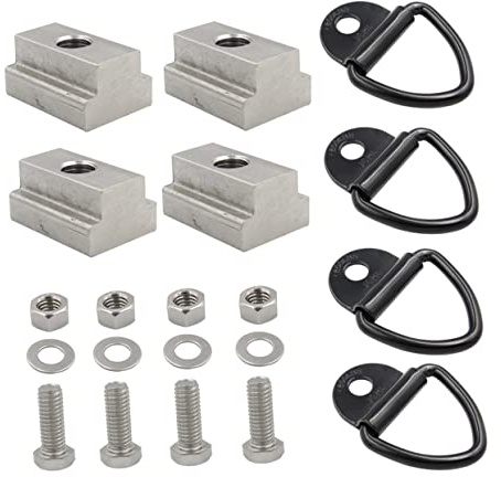 MUSISALY 4 Satz Edelstahl T-nutmuttern Mit 3/8-16 Gewinde Und V-ring Zurranker Für Ladeflächenbefestigung Bei Pick-up Fahrzeugen