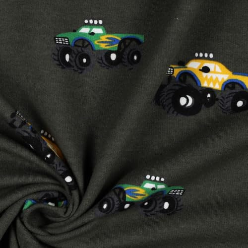 Sweatstoff Soft-Sweat MONSTERTRUCK | seaweed | by Poppy | Meterware | ab 50x150cm