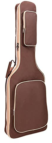 Qianly E Gitarren Tasche mit Organizer Und Doppelgurten für Bass Und Konzertreisen, KAFFEE