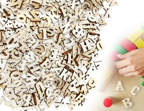 AOYEGIC 400 Stück Holzbuchstaben,A-Z Unbearbeitete Kleine Holz Buchstaben zum Basteln und Bemalen,für DIY Kunsthandwerk Hochzeit Festival Party(15 mm)