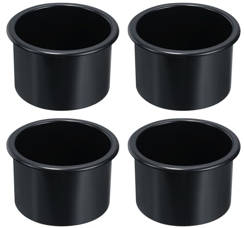 sourcing map 4 Pcs Plastic Drop-in Cup, 2.52 x 4 Drink Can Holder Poker Table Cup Holder Insert for Sofa Boat Car Marine, Black
