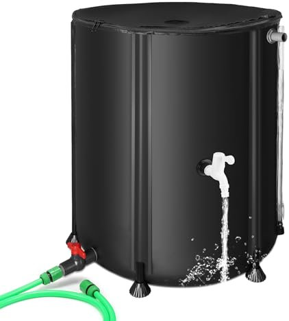 FAMIROSA Regenwassertonne Faltbare Regenwassertank für Garten, 250L Wassertank, Regenwassersammler mit Deckel und Wasserhahn, Regentonne Überlaufschutz Regenfass Wetterfest