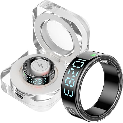 findtime Smart Ring Touch Fitness Ring Tracker Smartringe für Herren Damen Smartring Android iOS Schlaftracker Schrittzähler Herzfrequnz SpO2 Wasserdicht Scrolling Ring Aktivitätstracker Zeit