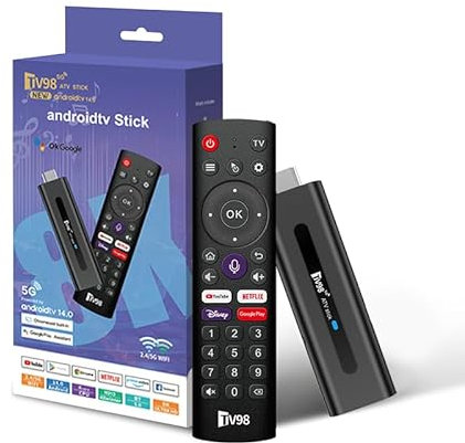 Android TV Stick 4K DDR4 2GB RAM 16GB ROM H313 Quad-Core 64bit WiFi5 Dual 2.4G/5G WiFi HDR10+ HD Smart TV Stick Box (H 2+16 App)