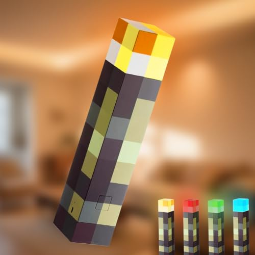 XJJAUGKLY Craft Lampada da Parete Torcia 4 Colori, Lampada da Notte Ricaricabile 28cm luce a LED a mano o a parete Luce Torcia Lamp 3D Torch per bambini, gaming, studio, camera