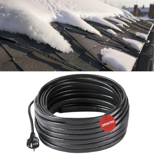 H&G Lifestyles 42 m Gutter Heater 230 V - Self-Regulating Heating Cable 26 W/m for Gutter, Pipe, Water Pipe - Frost Protection Heat Trace Heating, Heating Tape Against Ice and Snow