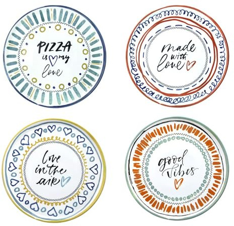 Andrea Fontebasso Set 4 Piatti Pizza Ø33 cm in porcellana - Linea Cinzia (Cuore)