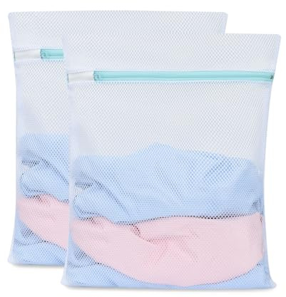 OTraki Wäschenetz für Waschmaschine Mesh Wäschesack Schmutzwäsche Wäschenetz Wiederverwendbar Wäscheklammerbeutel mit Kordelstopper Schuhwaschbeutel Waschmaschine 30X40cm (2 Stück)