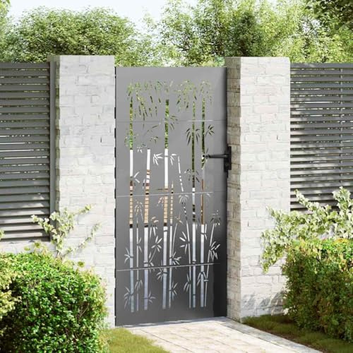 Festnight Puerta Jardin Metalica, Puerta para Valla Acero Oxidado, 105 x 175 cm,Type-5