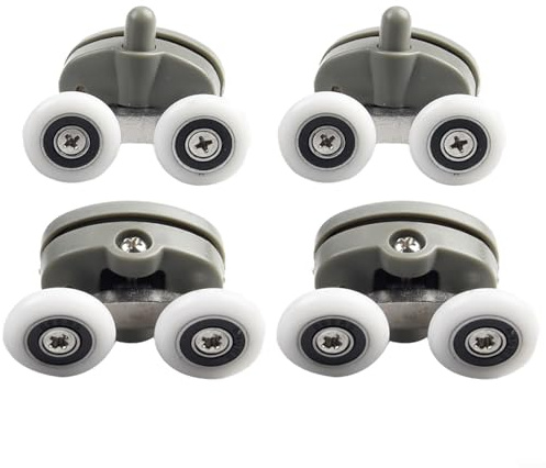 Homeponnew Lot de 4 roulettes de porte de douche papillon réglables en haut et en bas en verre, installation facile (23 mm)