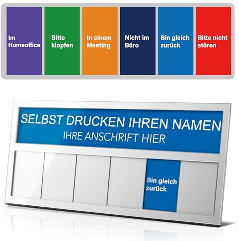 Namensschild & Türschilder Büro Bitte Nicht Stören, 6 Optionen Türschilder Schiebeschild In Einem Meeting, Nicht Im Büro,Im Homeoffice,Bin Gleich Zurück,Bitte Klopfen, Kleben oder Aufstellen