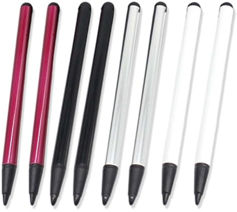Lot de 8 stylets capacitifs universels pour écran tactile, stylets résistifs à double tête compatibles avec ordinateurs, téléphones et tablettes.